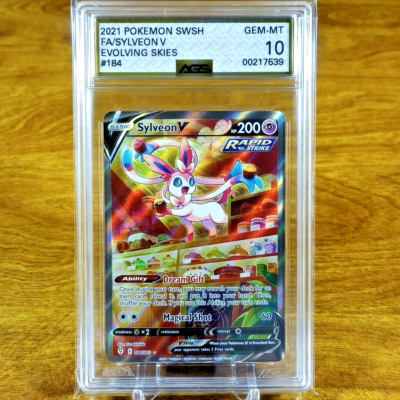 Pokemon Evolving Skies Sylveon V 184/203 AGS Gem-MT 10 Full Art