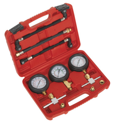 Sealey MS100 Motorrad Kompressions- & Kraftstoffdruckprüfer-Set 3-teilig