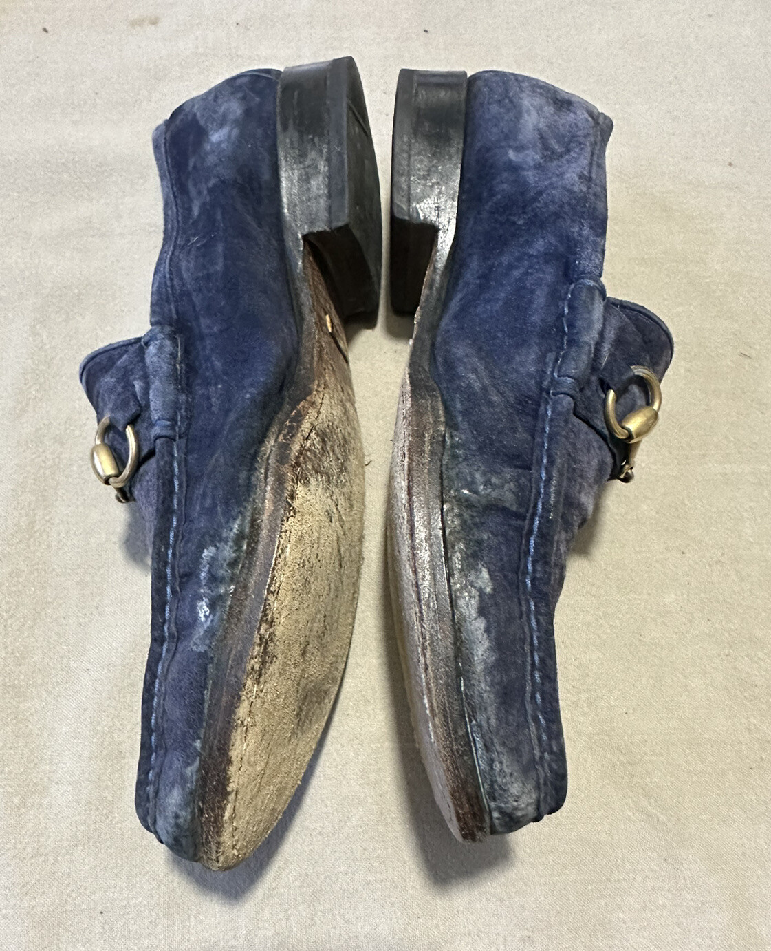 Gucci Suede Horsebit Loafers Vintage Designer Smart Casual Shoes Navy