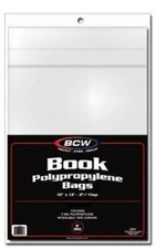 Pack 100 BCW 10 x 13 Archival Safe Book 2-Mil Poly Bags non-resealable acid free