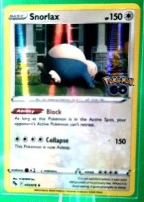 Snorlax HP150 2022 Holo *Pokemon Go* Collectible Card No. 055/078 | eBay