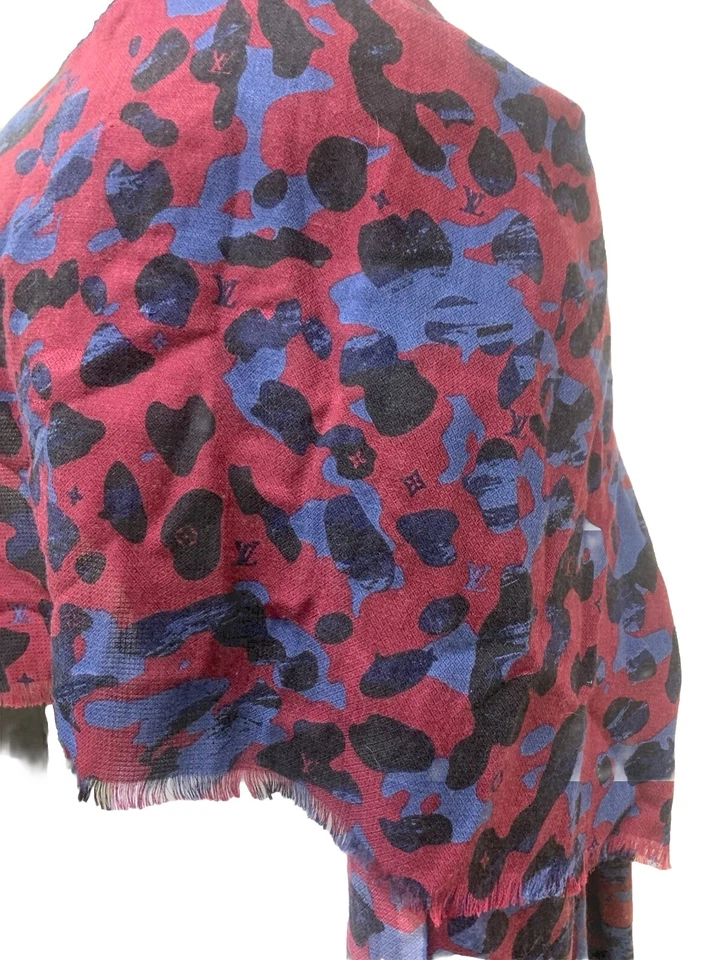 LOUIS VUITTON Rosa Pop Cachemira Seda Stephen Sprouse Leopardo Estola Bufanda Chal Foto 4 de 4