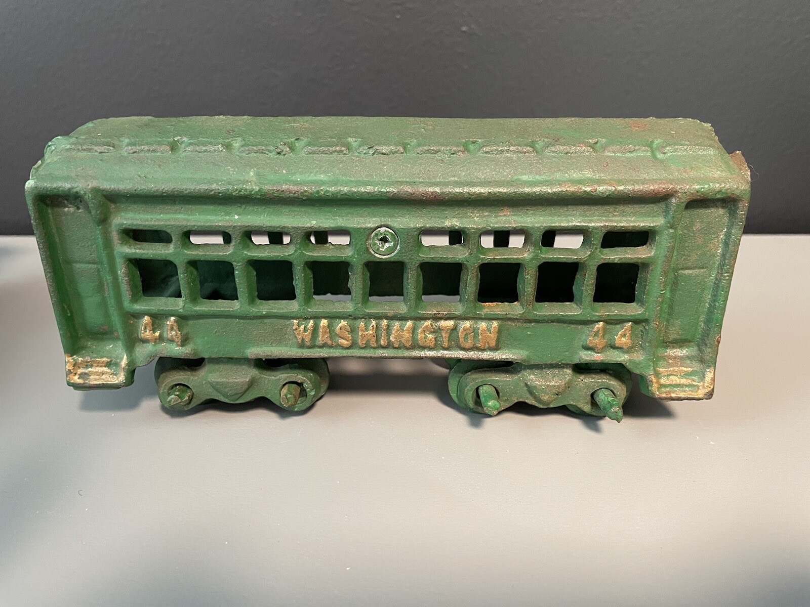 Vintage Cast Iron Train Set Engine, Coal, 3 Passenger Cars PRR