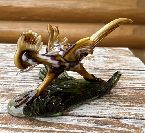 Large Blown Art Glass Running Arizona Desert Roadrunner Bird Sculpture 12" - Picture 2 of 6
