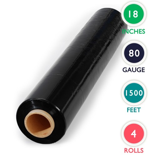 Wrap-Tite Cast Hand Stretch Wrap Film | Tinted Black | 80 Gauge | 18 x