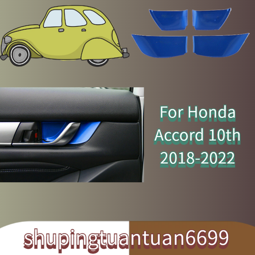 Black Titanium Steel Inner Door Bowl Cover Trim Set For Honda Accord 2014-2017 – 2 Pieces, Polished