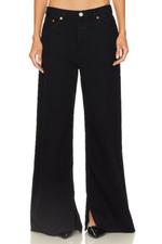 RE/DONE Jeans Womens 28 Black Relaxed Wide Leg Slit Hem Loose Fit 295