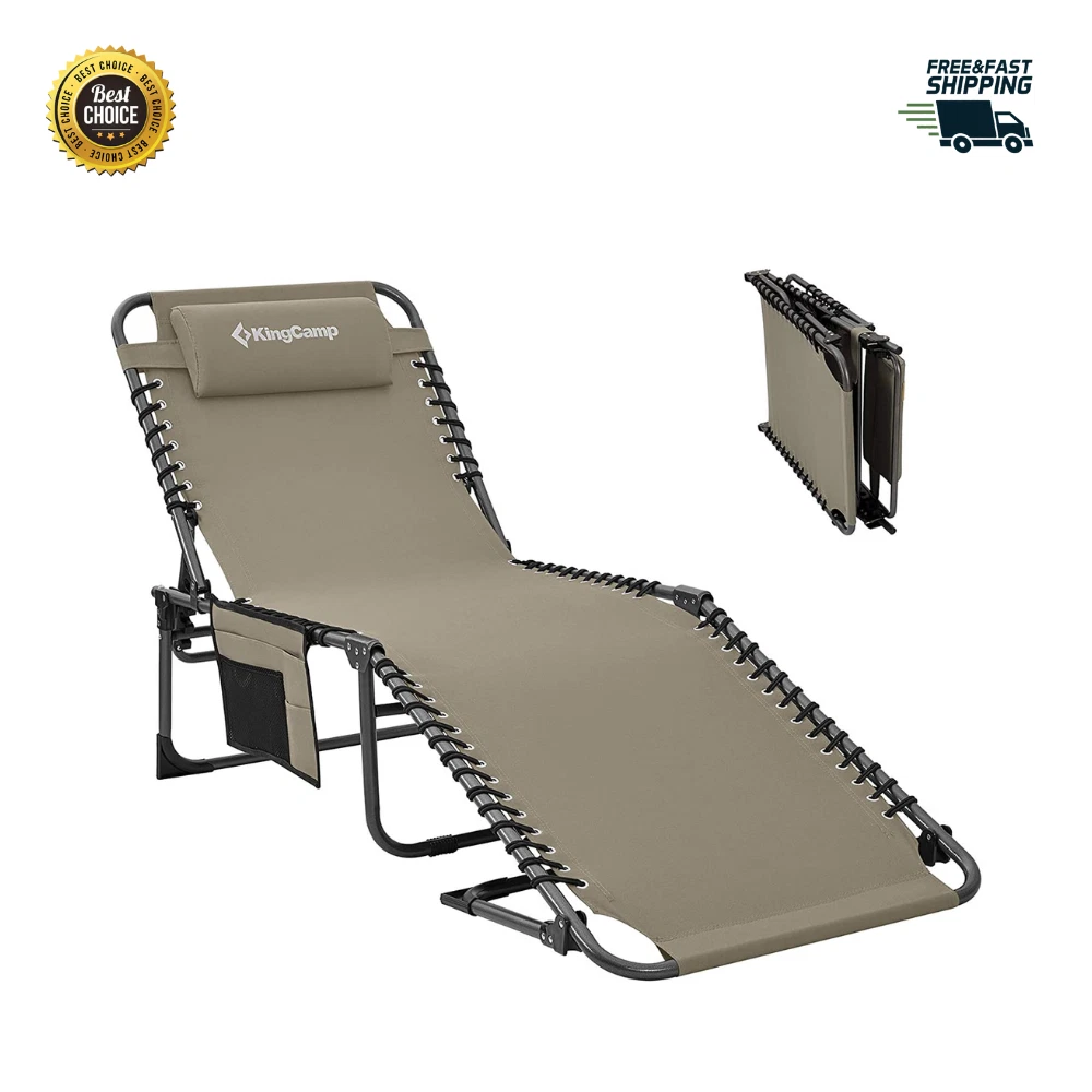 Kingcamp tri folding patio lounge chair portable folding chaise bed for outdoor hot sale