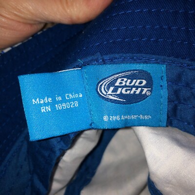 ああ Bud Light Beer Bucket Hat Logo Adult One Size Soft Brim White Blue