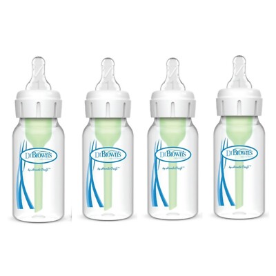 Dr. Brown's 4oz Anti-Colic Options+ Narrow Baby Bottle Level 1 - 0m+, 4 Pack