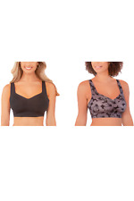 Rhonda Shear 2-pack Sweetheart Neckline Body Bra Black/Black Floral