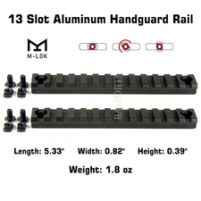 2PCS M-Lok Aluminum Rail 13 Slot Picatinny Weaver for MLOK