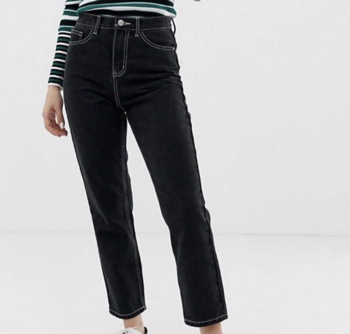 Black contrast hotsell stitch jeans