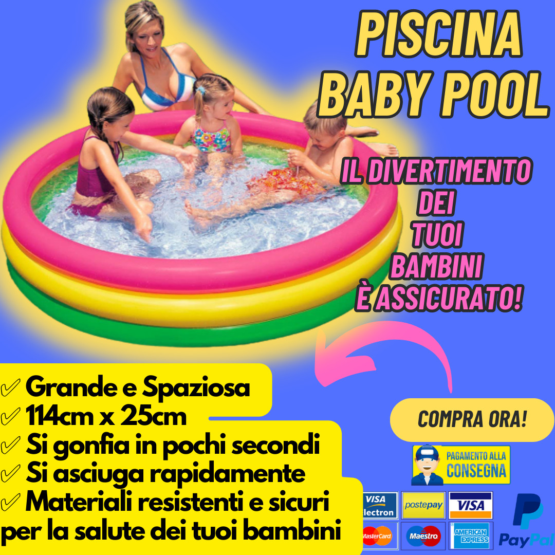 Piscina Gonfiabile Bambini 3 Anelli - Baby Pool Giardino e Terrazzo