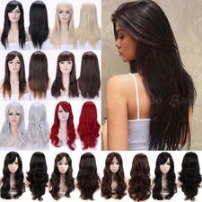 Women Long Straight Wavy Wig Cosplay Party Heat Resistant Synthetic Hair Wig Xvb