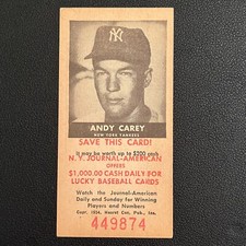 1954 NY Journal-American Andy Carey New York Yankees Schedule EX+ crease-free!