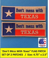 2 DON'T MESS WITH TEXAS PATCH IRON ON / SEW ON STATE FLAG PATCH 4.75" x 1.5"