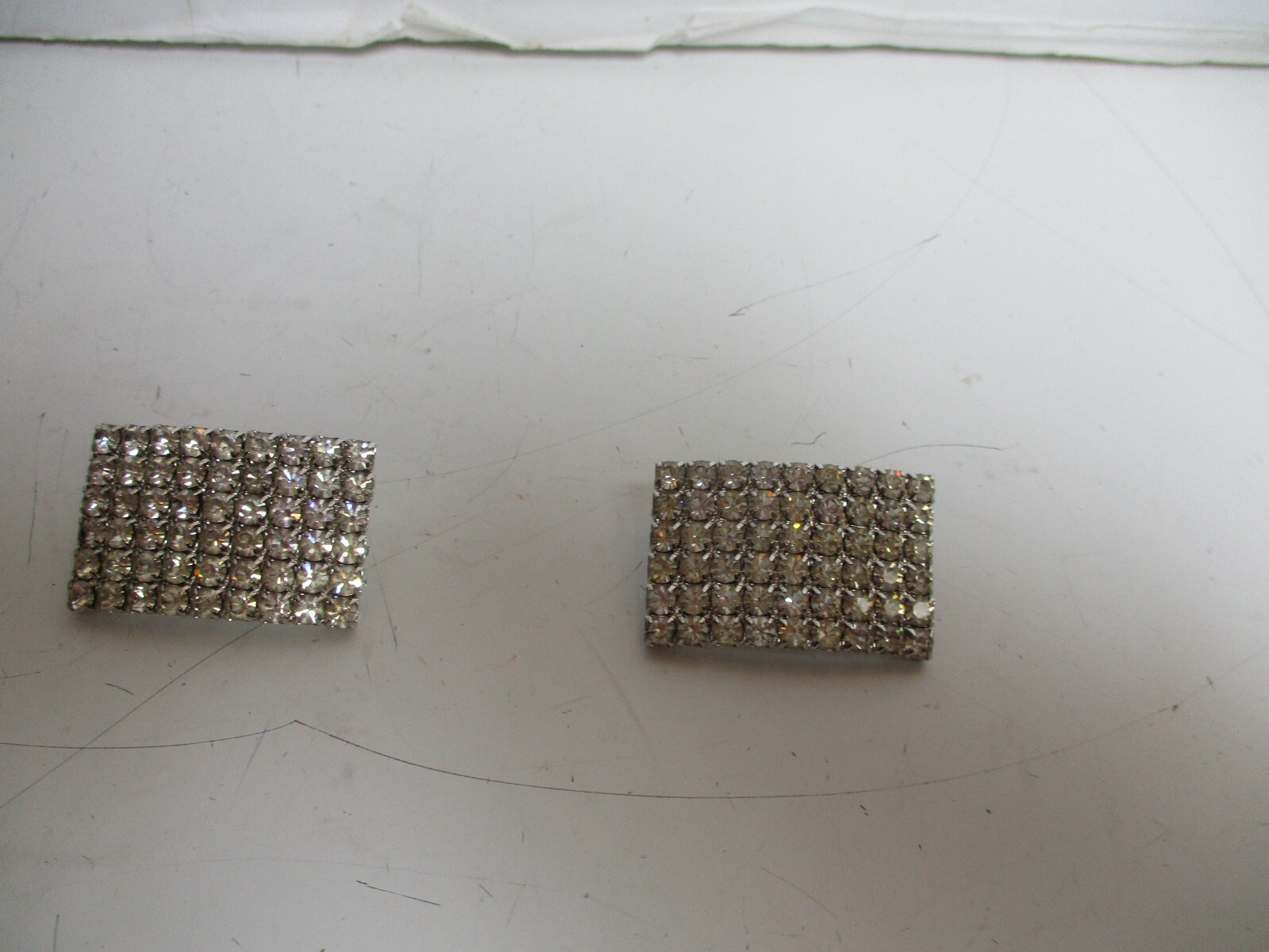 Vintage Pair Larger Rectangle  Rhinestones Buckles Women's Shoe Clips