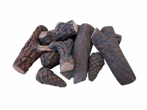 9PCS Ceramic Wood Gas Log Set Fireplace Imitation Wood Propane Firepit Logs - Picture 5 of 8