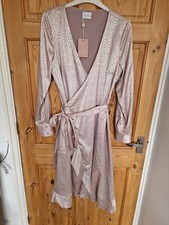 Womens BNWT Light Pink Leopard Print Wrap Dress Size S 10 Evening Occasion Party