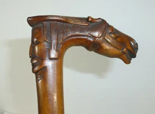 Walking Stick XIX C. Horse Face Two-Sided