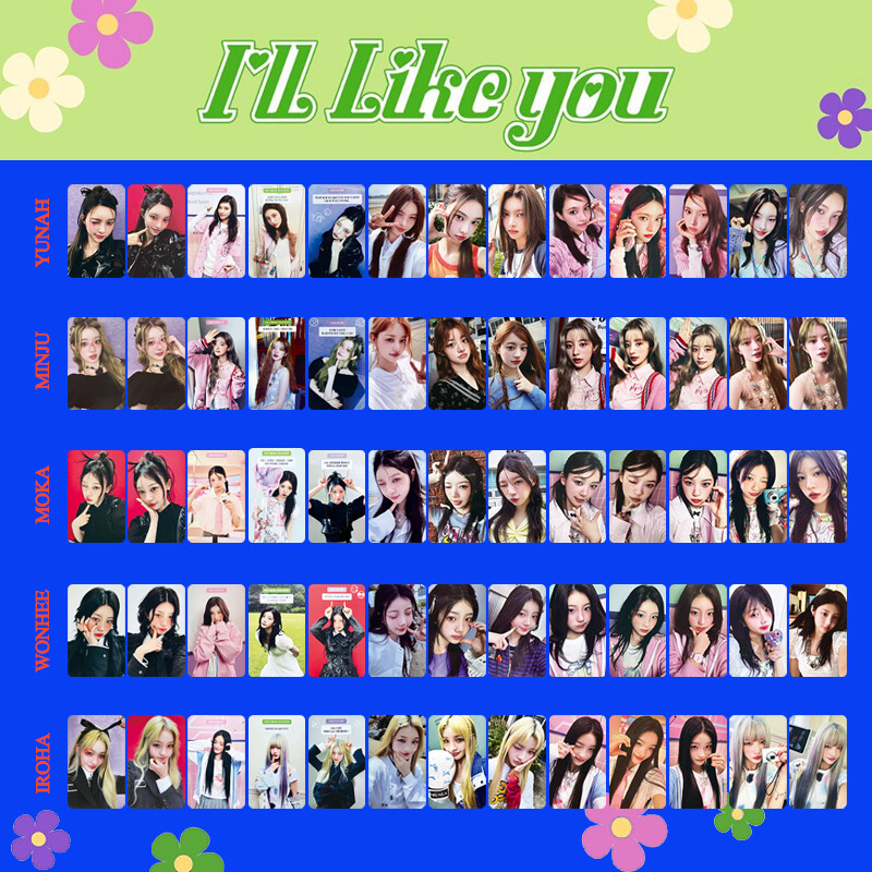 8pcs/set Kpop ILLIT Member I'LL LIKE YOU Self Made Photo Cards