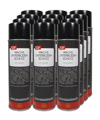 Wachsunterbodenschutz Spray schwarz 12x 500ml Wachs Unterbodenschutz  UBS Wachs