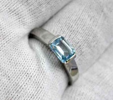Natural Blue Topaz Gemstone 92.5 Sterling Silver Handmade Ring