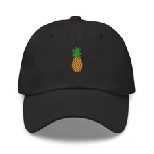 Pineapple embroidered black cap, Cool gift for anyone, cotton hat
