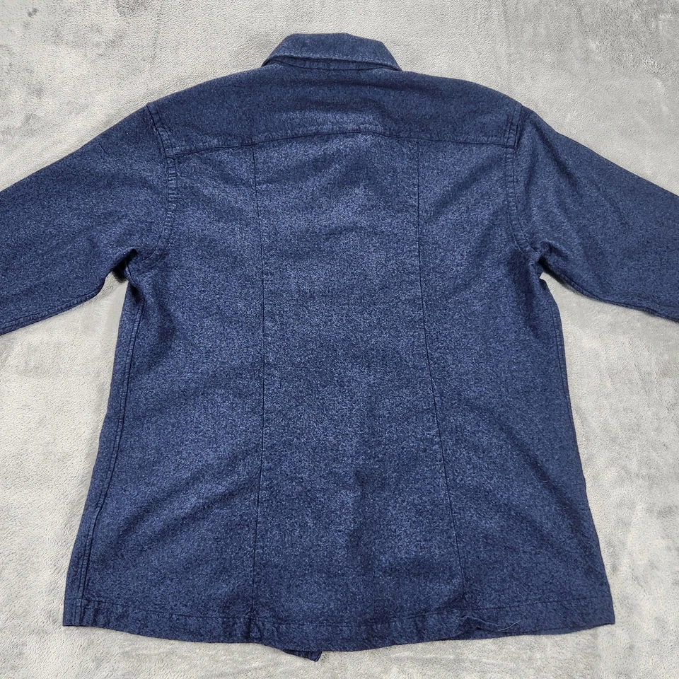 Eton Jacket Mens XL Blue Flannel Wool Cashmere Shirt Jacket Overshirt Casual - Image 3 of 4