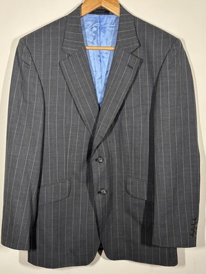 CROMBIE Anzug Sakko Herren 42R Kaschmirmischung Super 120 s Wolle Grau Formell