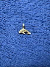 14k Yellow Gold Diamond Cut Dolphin Pendant, 9mm, .37g