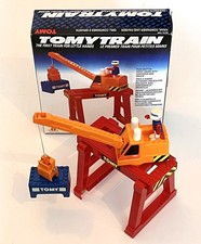 Vintage Tomy Train Crane and Container Toy in original box with figure