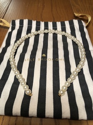 Lele Sadoughi Slim Pearl Headband W/ Faux Pearls And Original Pouch.