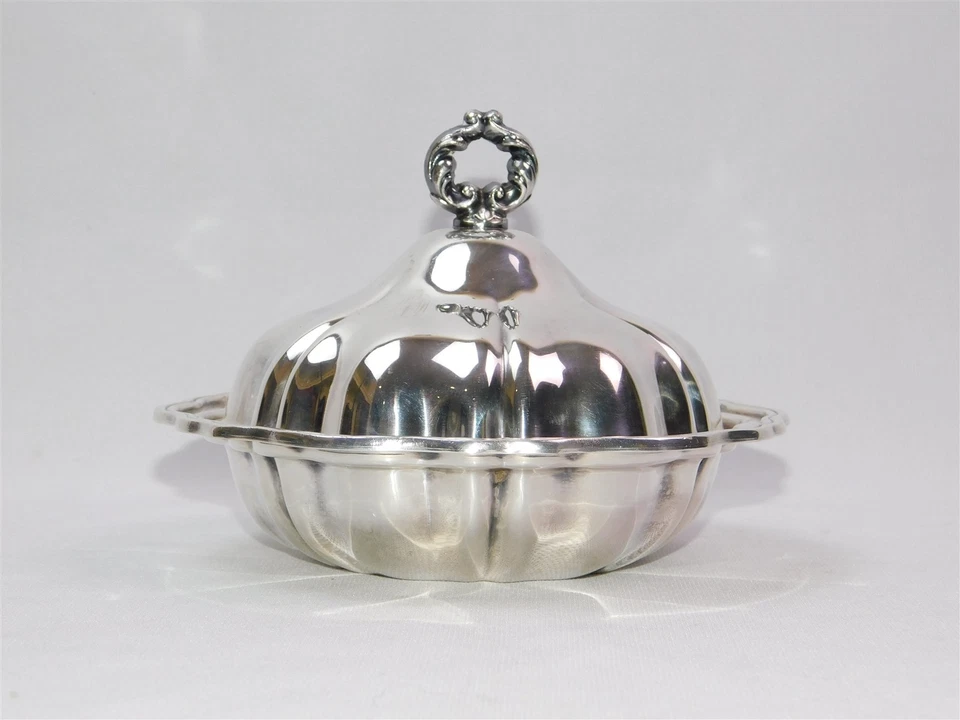 Plato de mantequilla con tapa e inserto Oneida LTD plateado de colección Foto 3 de 4