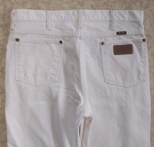 Pantalones de mezclilla Wrangler de colección para hombre 36x34 corte vaquero blancos Western Rodeo hechos en EE. UU. - Imagen 5 de 13