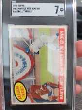1959  Topps  Baseball  # 461  Mantle Hits 42nd Homer For Crown (NM) SGC 7 CLEAN!