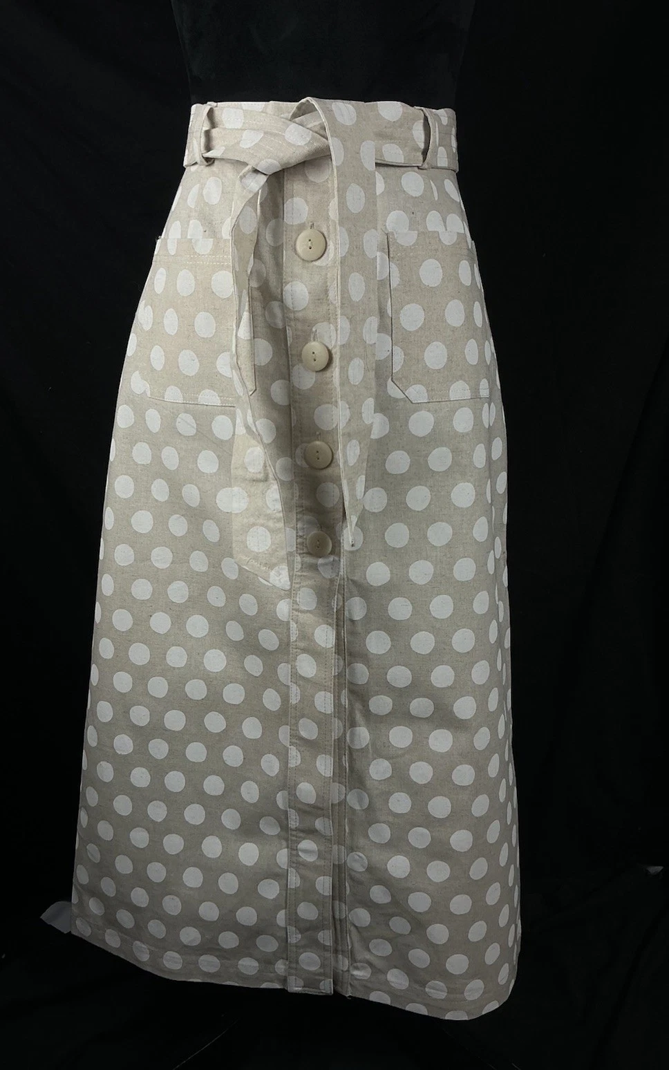 Anthropologie Corey Lynn Calter Poka Dot Skirt Womens Size Medium Mid-Length