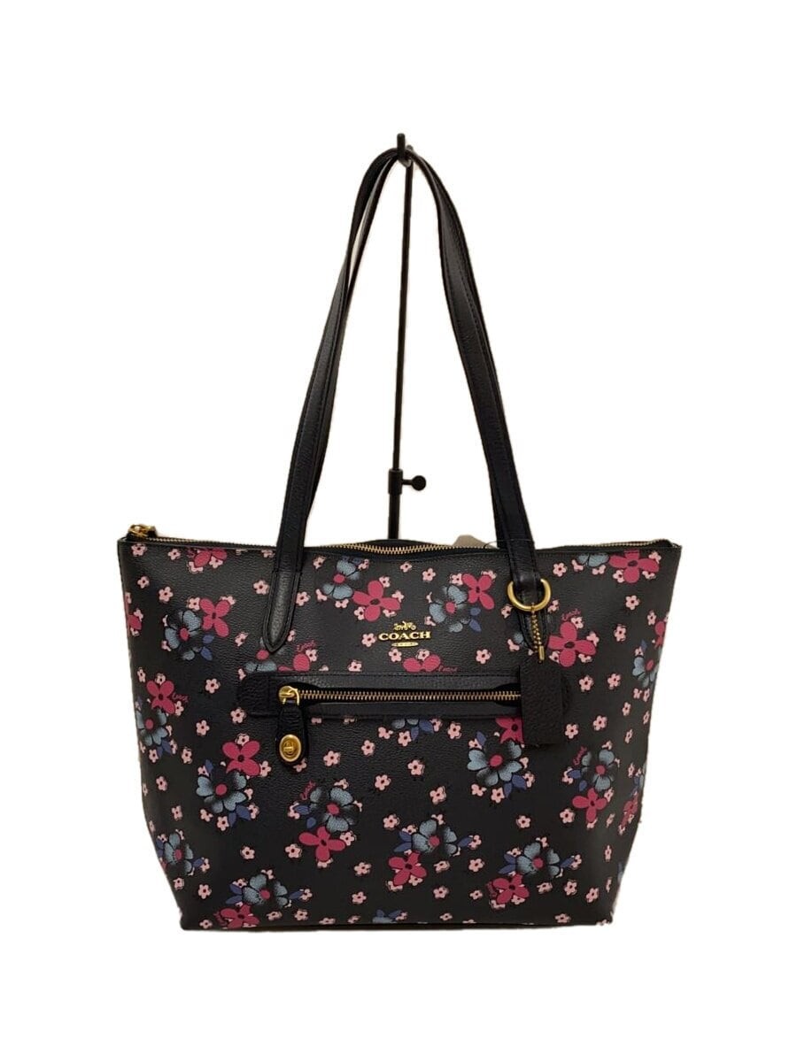 COACH Navy Leather Tote Bag with Signature Pattern 1046