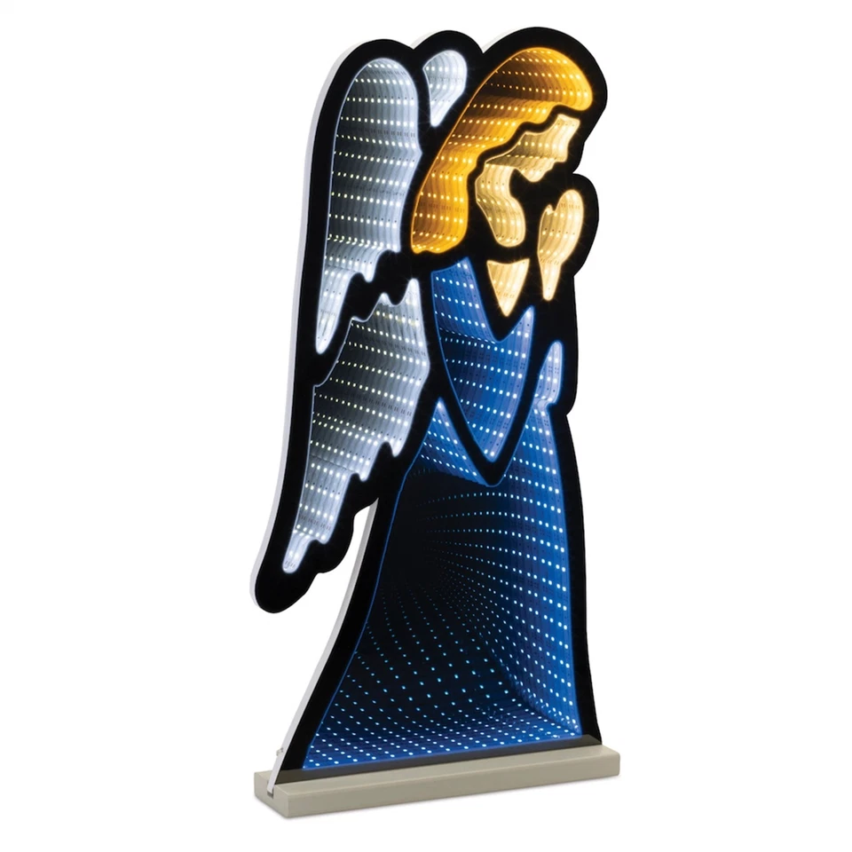 Ángel Azul Ekko Infinito Luz LED Estatua Pelo Dorado Decoración Vacacional 12x3x24" Foto 2 de 4