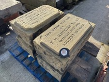 Reclaimed Pair Of Large Victorian York Stone Date Header Stones