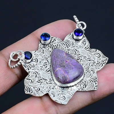 Purpurita, topacio de iolita piedras preciosas 925 colgante de joyería de... - Imagen 1 de 4