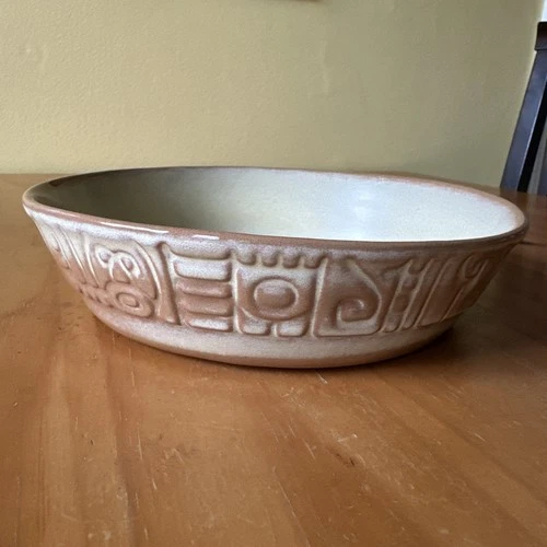 Frankoma Vintage Pottery 7-inch Maya Aztec Bowl Brown