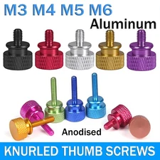 M3 M4 M5 M6 KNURLED THUMB SCREWS Anodised Aluminum HAND GRIP KNOB BOLTS For PC