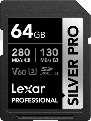 Lexar SILVER PRO SD Karte 64GB, UHS-II SD Speicherkarte, V60, U3, C10,