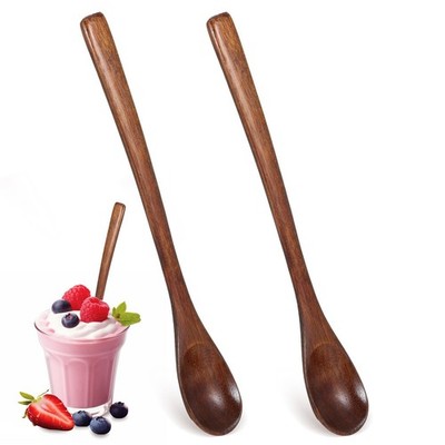 2PCS Long Wooden Honey Spoons, 7.7 Inch Small Wooden Spoons with Long Handle ...