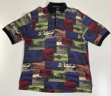 Vintage Dockers Golf Polo Shirt Sz M/L Colorblock Graphic Novelty Preppy USA 90s
