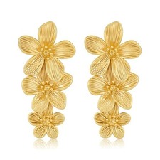 Flower Earrings for Women,Boho Statement Large Double Flower Earrings Style-C