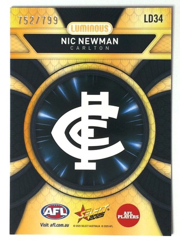 2025 Select AFL Footy Stars Dragon Scales Nic Newman Carlton /799 - Picture 3 of 4