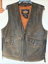 Harley-Davidson "Billings" distressed brown leather vest